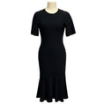 Load image into Gallery viewer, Herve Leger Black Short Sleeved Bandage Knit Ruffled Hem Midi The Isabel Dress
