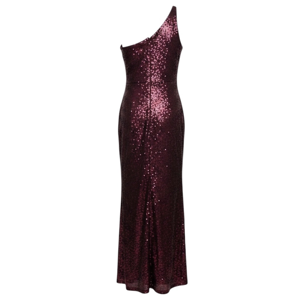 Halston Acai Purple Sequined One Shoulder Adriana Gown