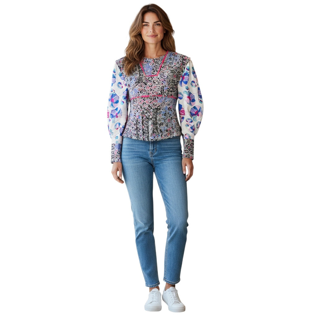 Isabel Marant Blue Multi Faxinalia Floral Printed Cropped Top