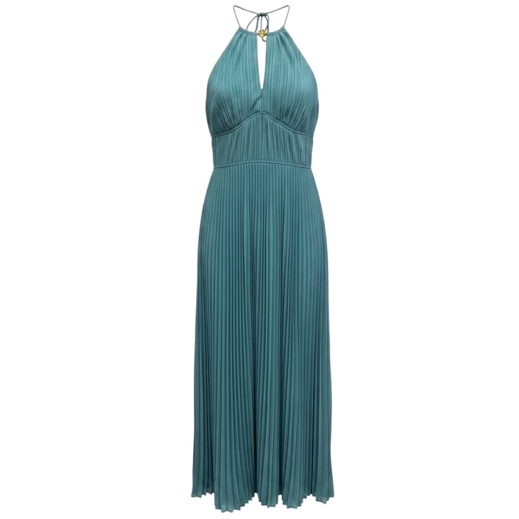 Jonathan Simkhai Celeste Blue Carli Plisse Halter Midi Dress