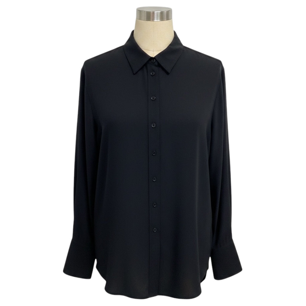 Joseph Black Long Sleeved Silk Button Front Blouse