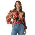 Load image into Gallery viewer, Jean Paul Gaultier Femme Red Multi Printed Silk Chiffon Top

