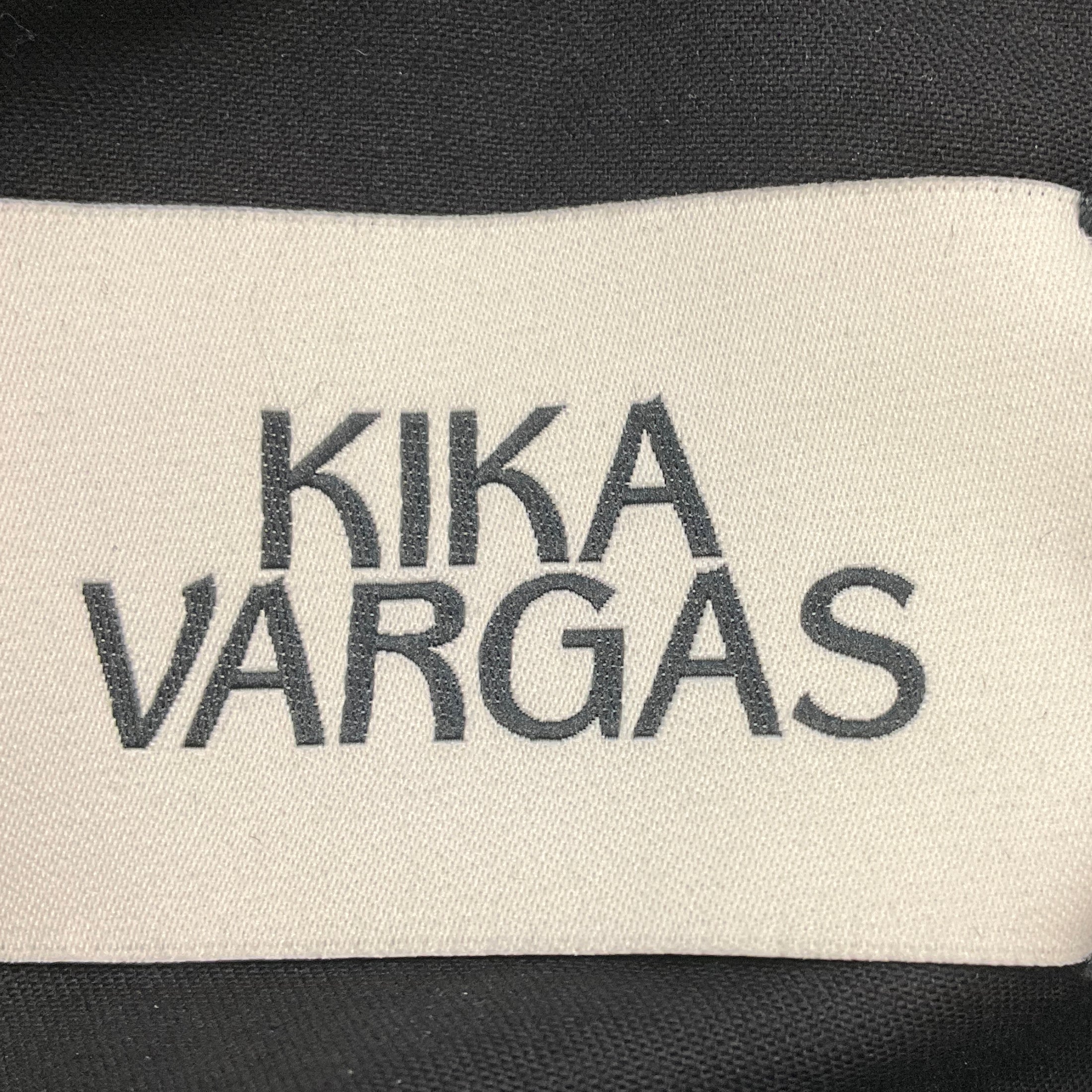 Kika Vargas Black Sygne Ruched Stretch Cotton Crewneck Midi Dress