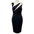 Load image into Gallery viewer, Karen Millen Black / Ivory Satin Midi Cocktail Dress
