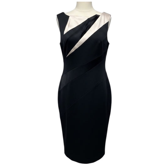 Karen Millen Black / Ivory Satin Midi Cocktail Dress