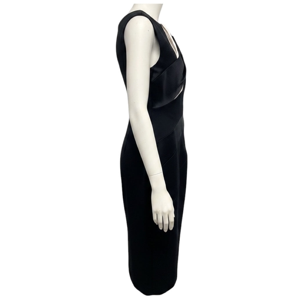 Karen Millen Black / Ivory Satin Midi Cocktail Dress