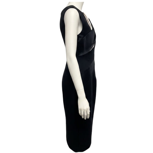 Karen Millen Black / Ivory Satin Midi Cocktail Dress