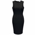 Load image into Gallery viewer, Pearl by Lela Rose Black Sleeveless Textured Cotton Stretch Midi Dress
