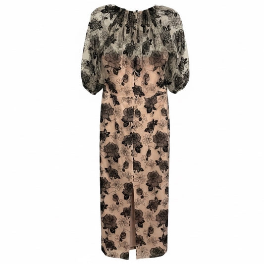 Lela Rose Nude Floral Lace Naomi Dress