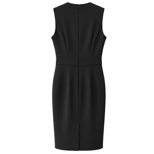 Pearl by Lela Rose Black Sleeveless Fitted Stretch Midi Dress