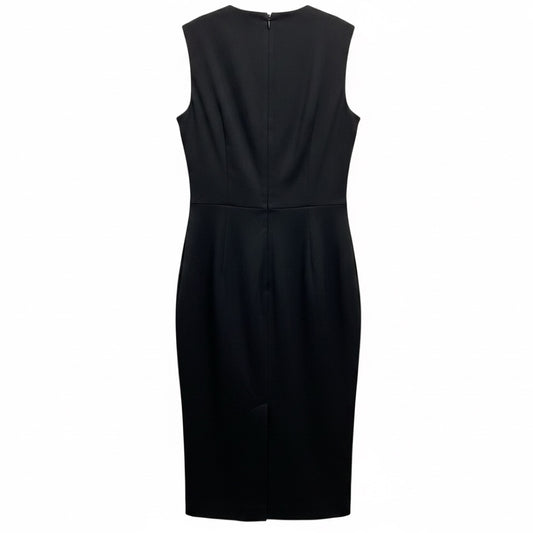 Pearl by Lela Rose Black Sleeveless Textured Cotton Stretch Midi Dress