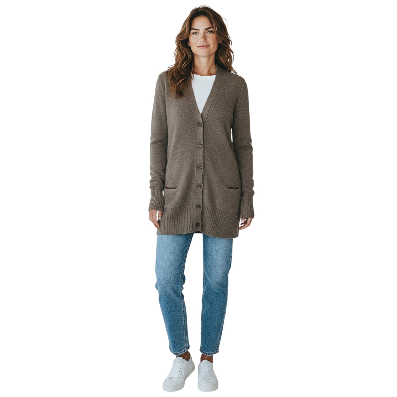 Loro Piana Taupe Cashmere Cardigan Sweater