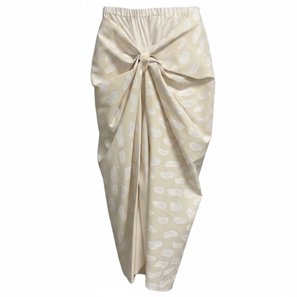 Marni Beige / White Gathered Midi Skirt