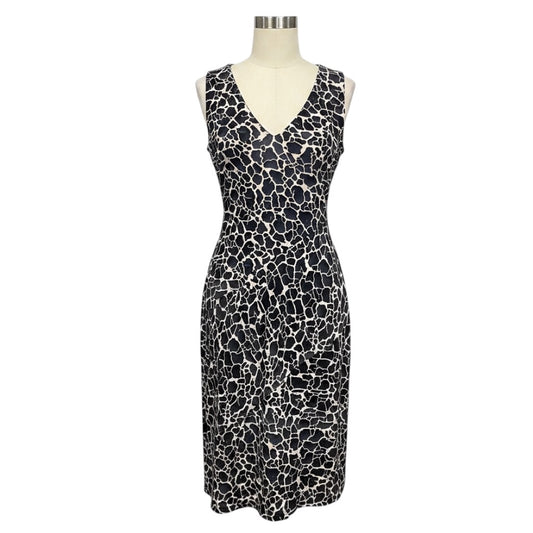 Zero + Maria Cornejo Black / Ivory Printed Sleeveless V-Neck Silk Dress