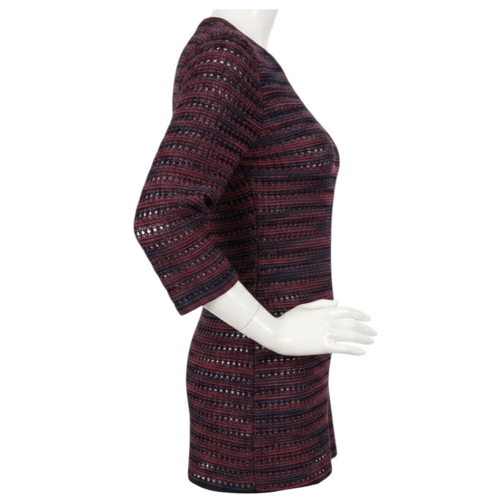 M Missoni Red / Purple / Black Multi Three Quarter Sleeved Knit Sweater