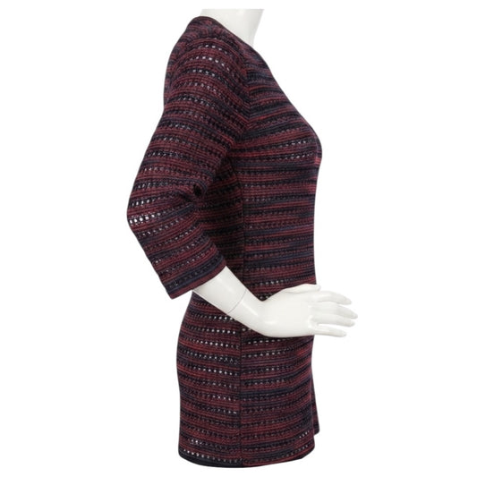 M Missoni Red / Purple / Black Multi Three Quarter Sleeved Knit Sweater