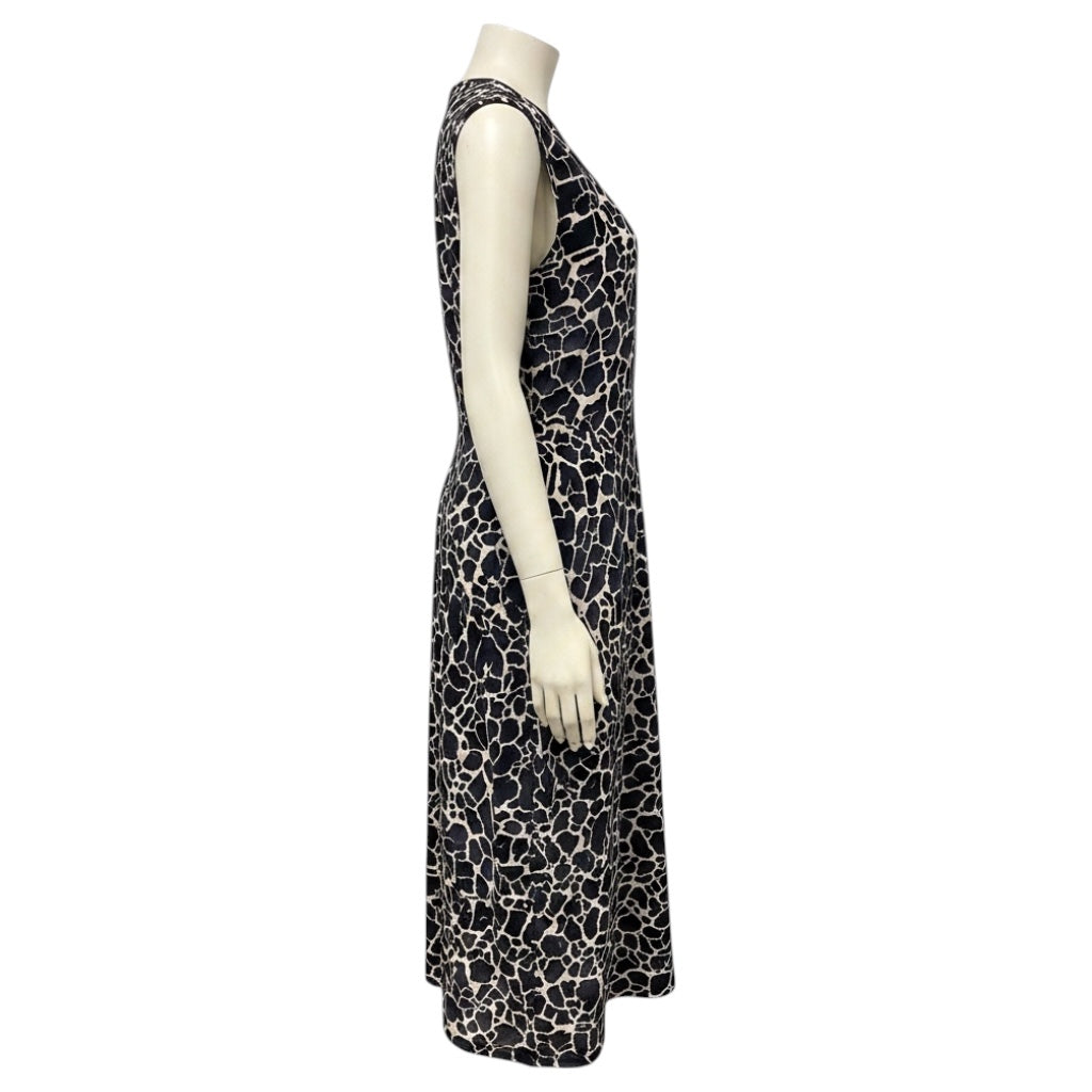 Zero + Maria Cornejo Black / Ivory Printed Sleeveless V-Neck Silk Dress
