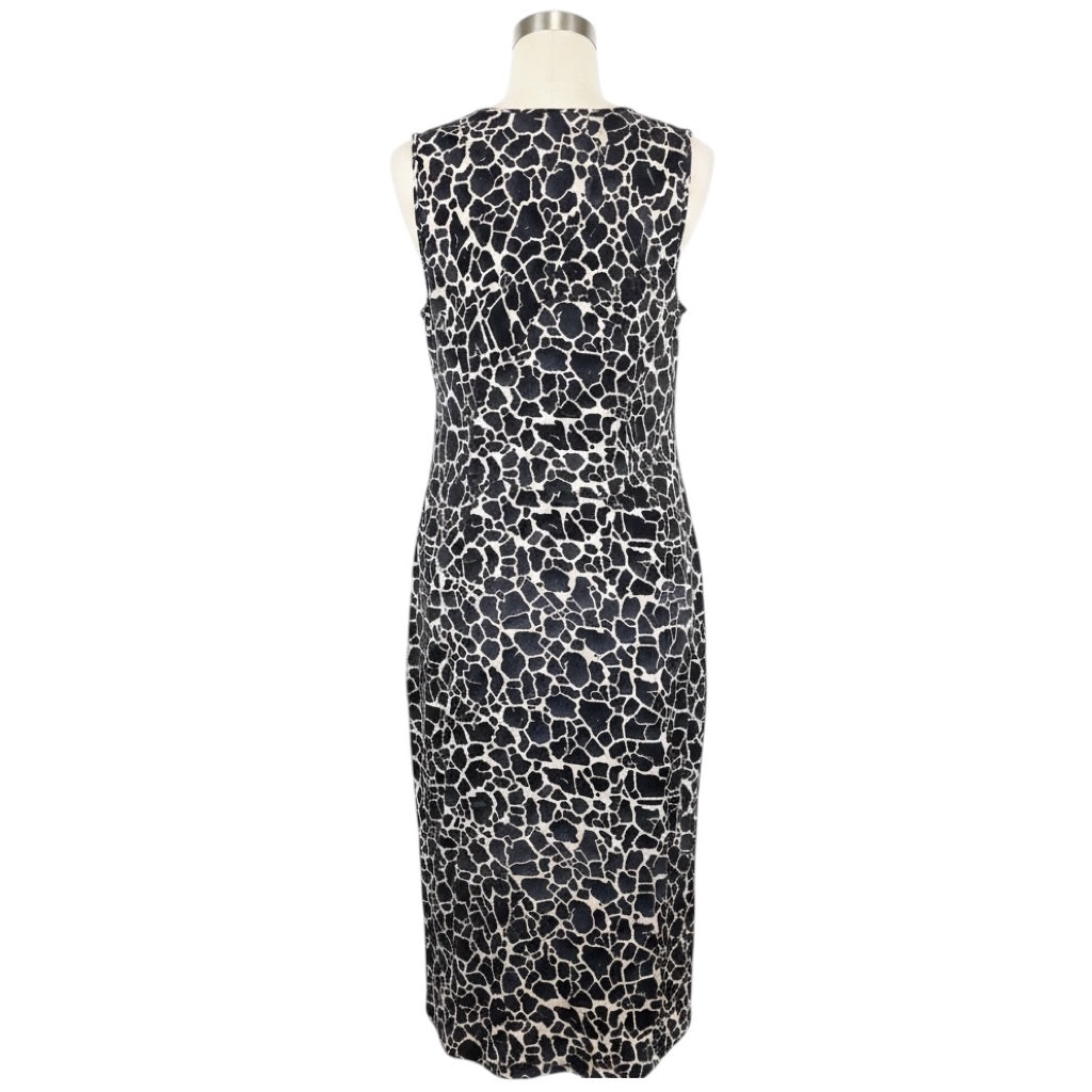 Zero + Maria Cornejo Black / Ivory Printed Sleeveless V-Neck Silk Dress