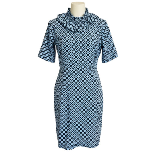 Marni Light Blue / Black Printed Short Sleeved Cotton Dress