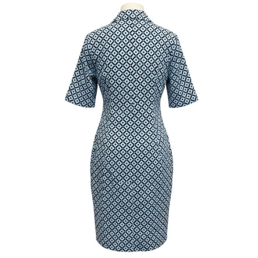 Marni Light Blue / Black Printed Short Sleeved Cotton Dress