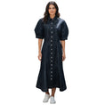 Load image into Gallery viewer, Matthew Bruch Dark Blue Denim Puff Sleeve Midi Dress
