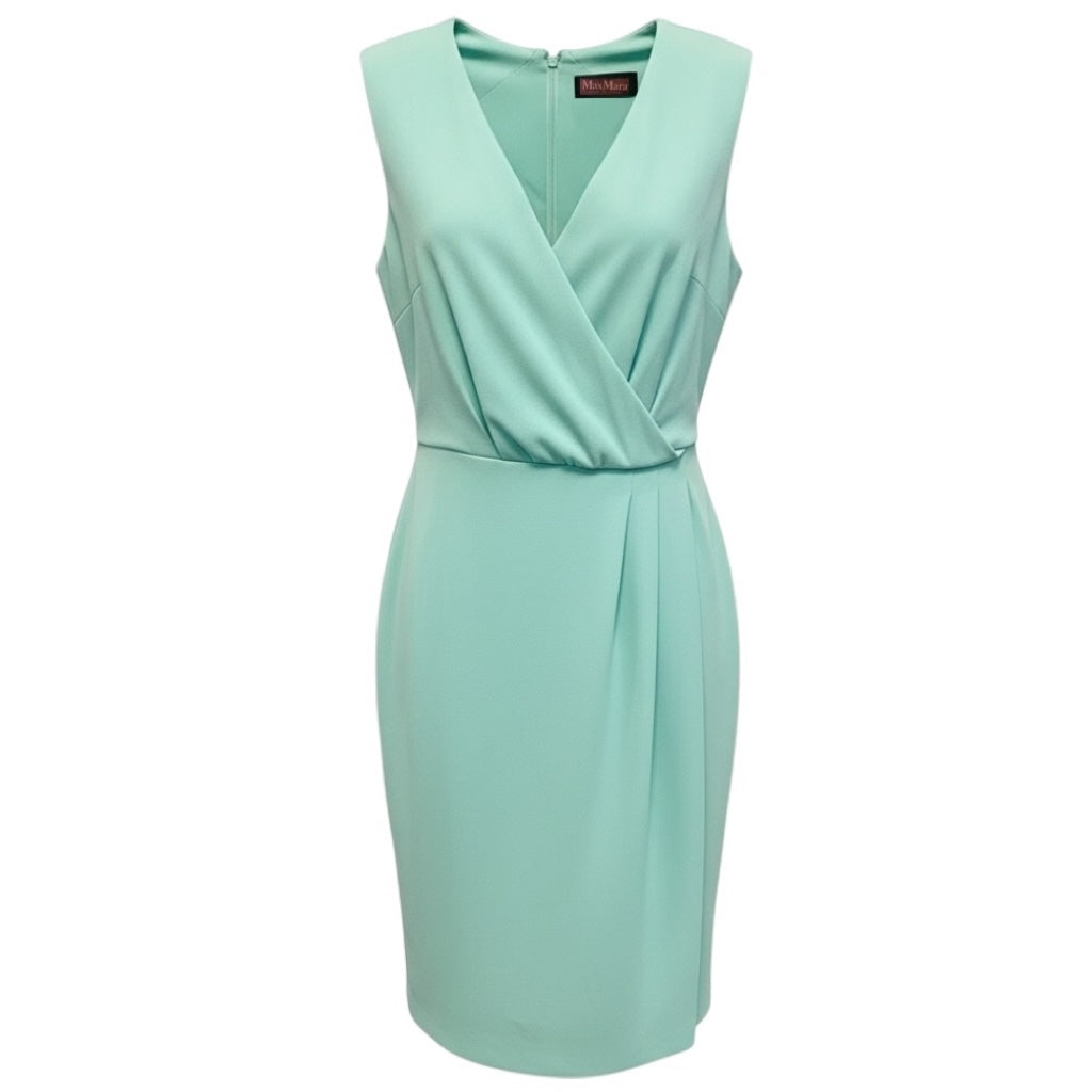 Max Mara Mint Green Sleeveless Crepe Midi Dress