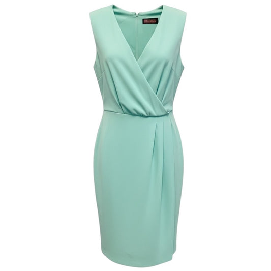 Max Mara Mint Green Sleeveless Crepe Midi Dress