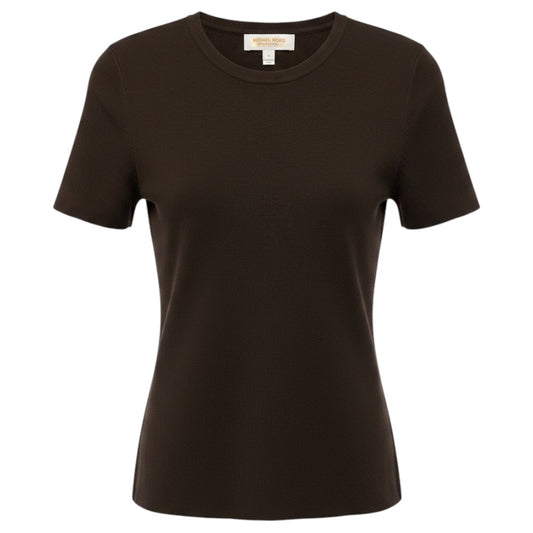 Michael Kors Collection Chocolate Brown Cashmere Short Sleeve Sweater