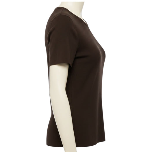 Michael Kors Collection Chocolate Brown Cashmere Short Sleeve Sweater