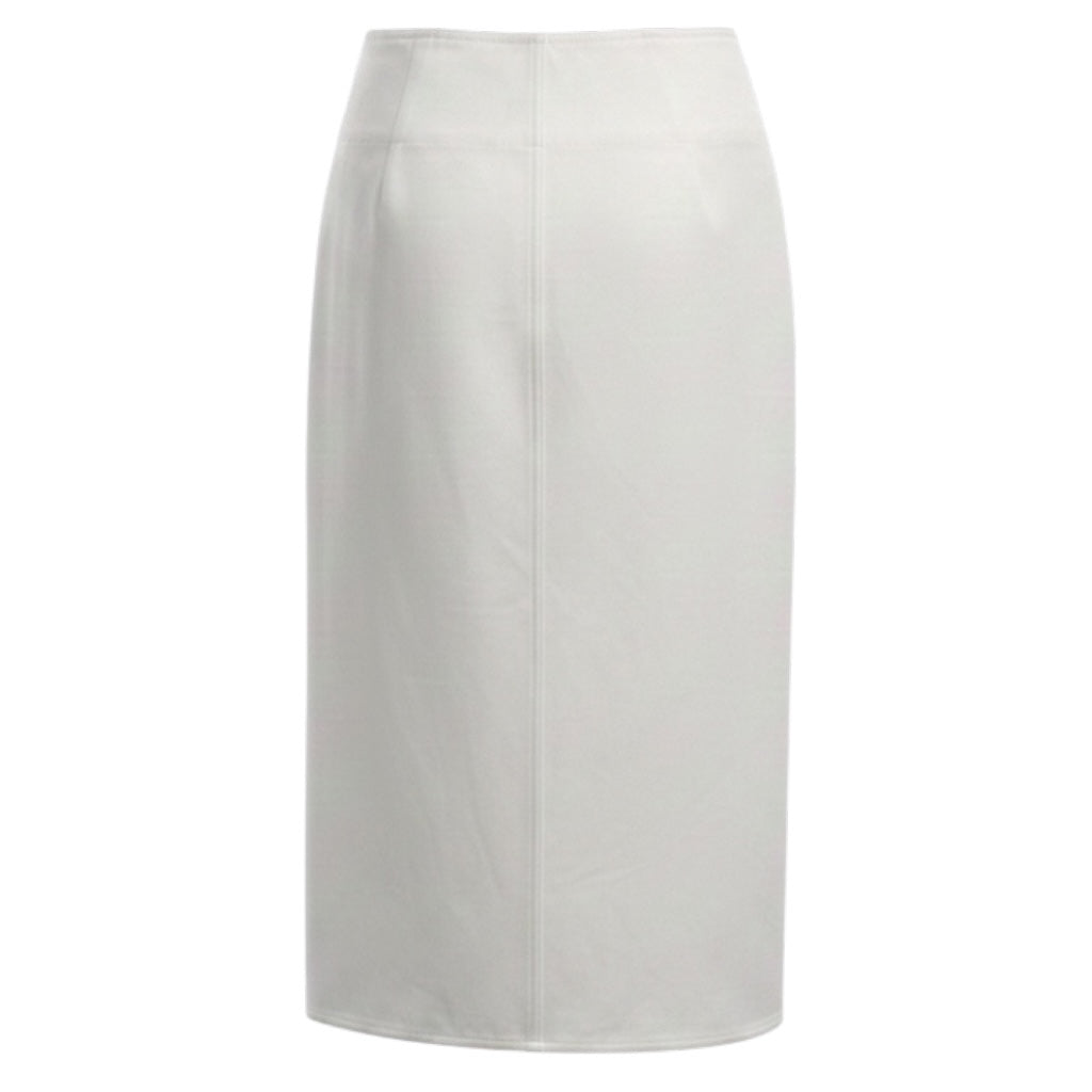 Moncler White Cotton Wrap Midi Skirt with Logo Belt