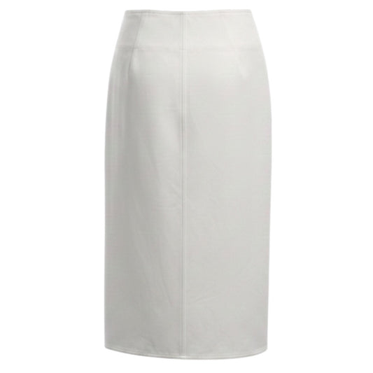 Moncler White Cotton Wrap Midi Skirt with Logo Belt