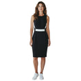 Load image into Gallery viewer, Mugler Black / White Fitted Sleeveless Stretch Knit Midi Cocktail Dress
