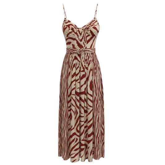 Nicholas Ivory / Brick Toledo Print Mireille Belted Pintuck Midi Dress