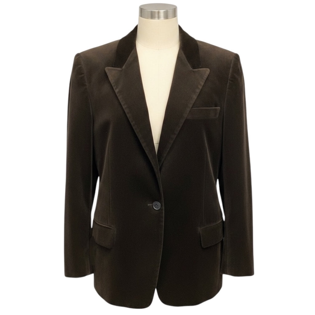 Nili Lotan Brown Diane Stretch Velvet One Button Blazer Jacket