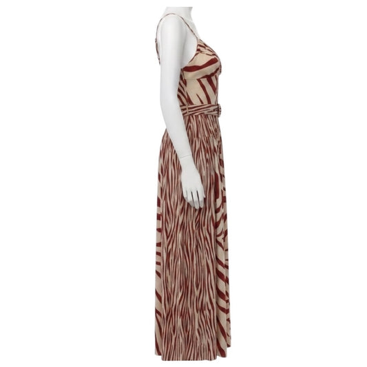 Nicholas Ivory / Brick Toledo Print Mireille Belted Pintuck Midi Dress