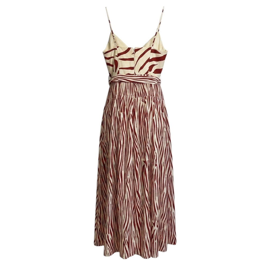 Nicholas Ivory / Brick Toledo Print Mireille Belted Pintuck Midi Dress
