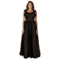 Load image into Gallery viewer, Nina Ricci Vintage Black Dot Patterned Mesh Tulle and Taffeta Gown
