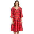 Load image into Gallery viewer, Oscar de la Renta Red / Black Silk 3/4 Sleeve Dress
