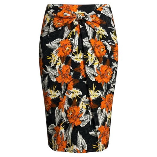Proenza Schouler Black / Orange Multi Floral Printed Skirt