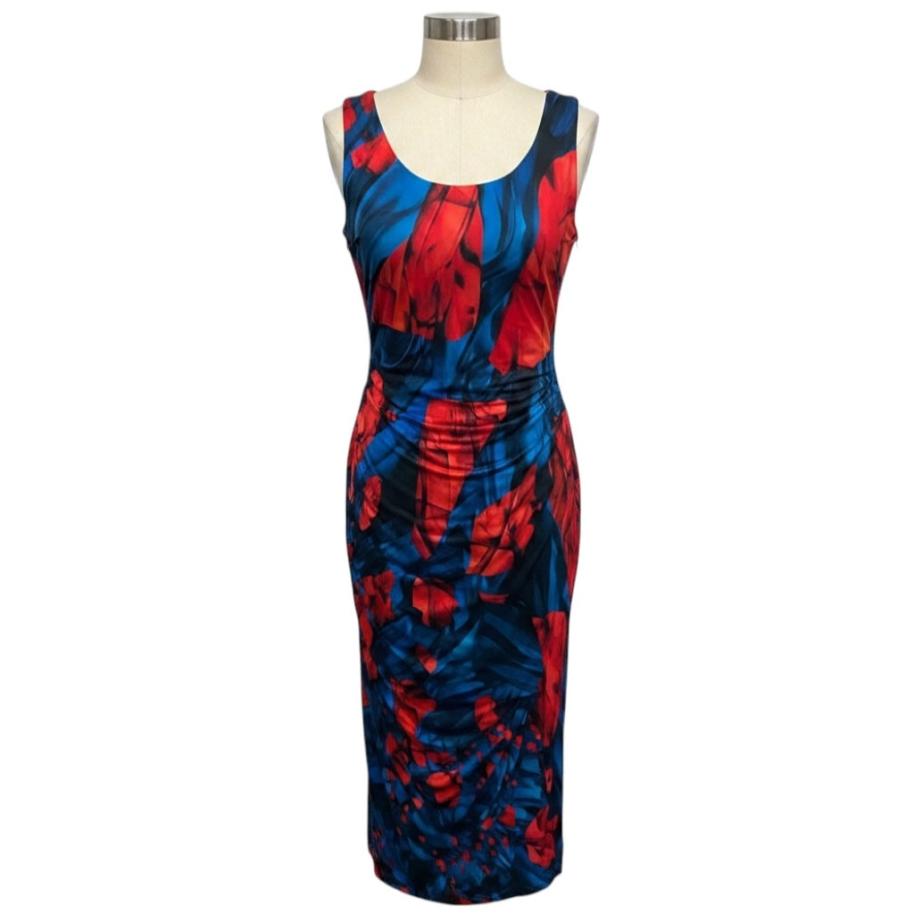 Peter Pilotto Blue / Red Sleeveless Jersey Stretch Midi Dress