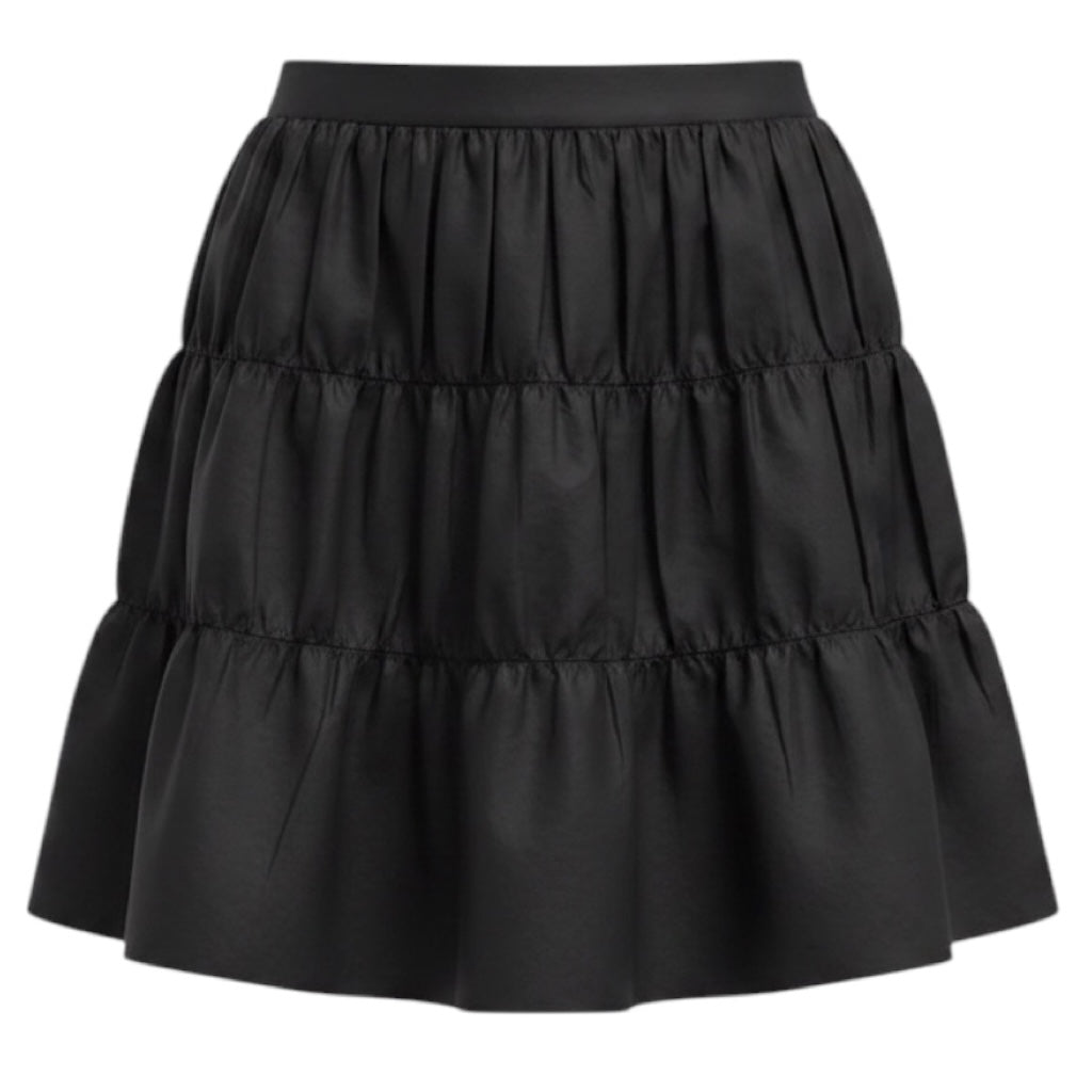 Prada Black Pleated Tiered Nylon Mini Skirt