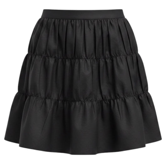 Prada Black Pleated Tiered Nylon Mini Skirt