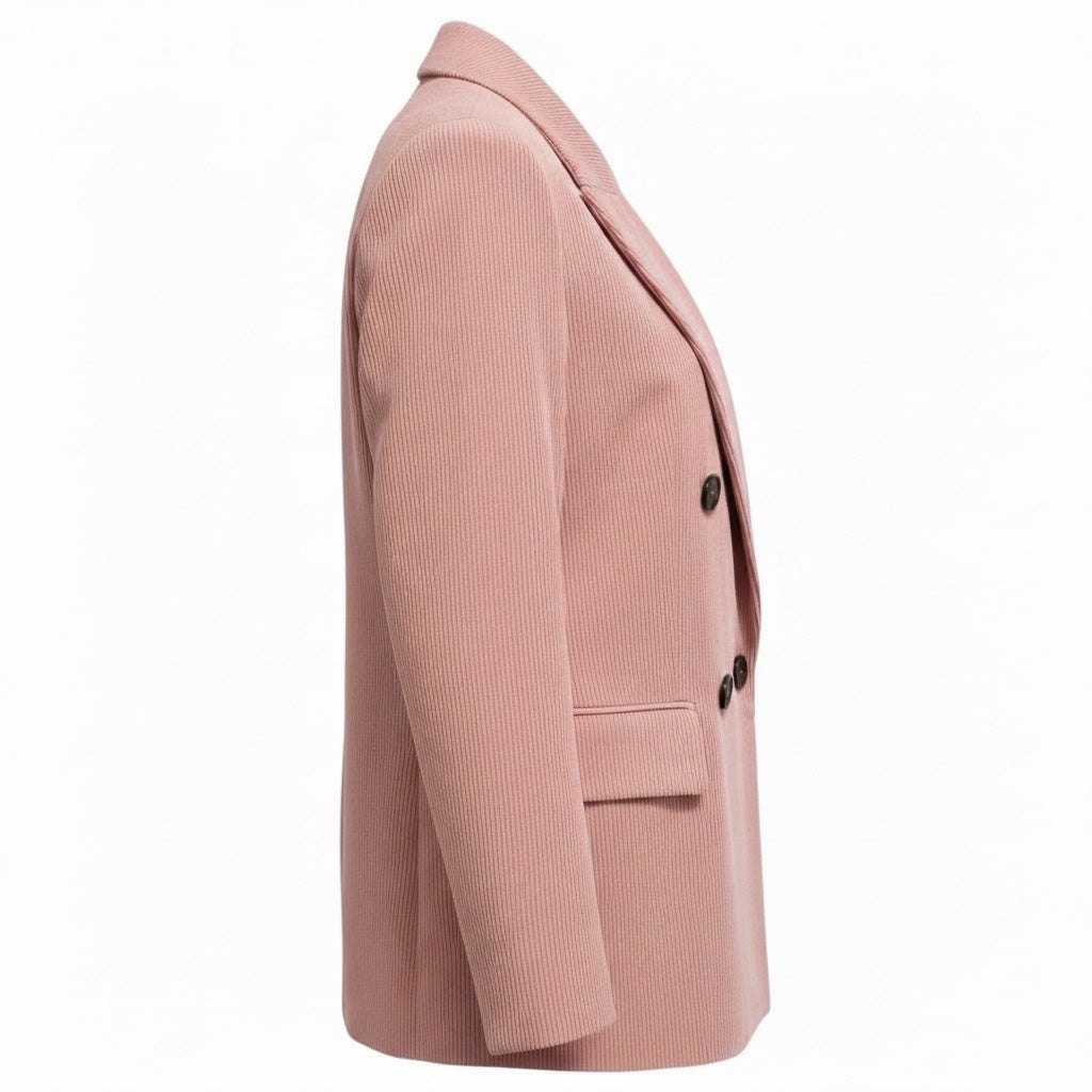 Peserico Pink Double Breasted Velvet Corduroy Blazer Jacket