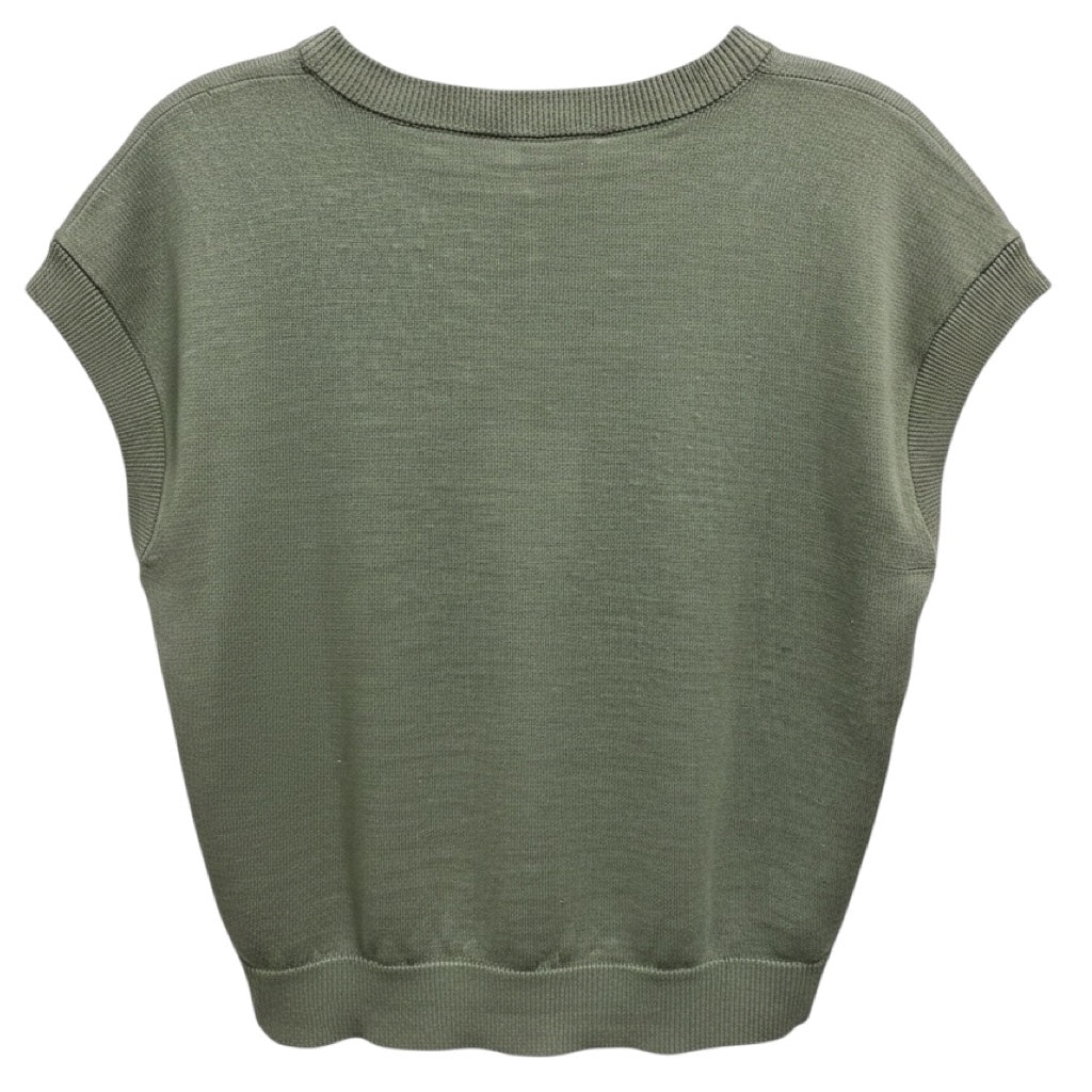Peserico Olive Green Linen and Cotton Knit Raglan Sweater with Monili