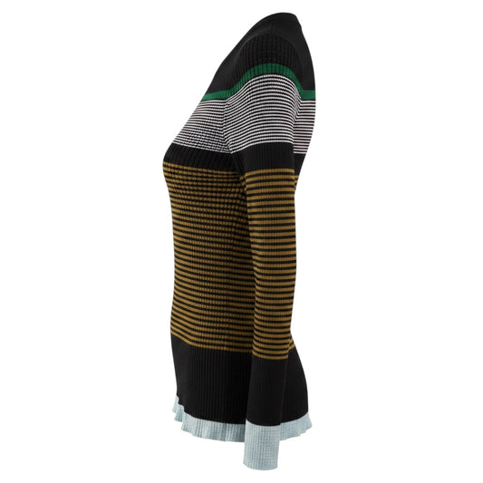 Proenza Schouler White Label Black Multi Striped Ribbed Knit Pullover Sweater