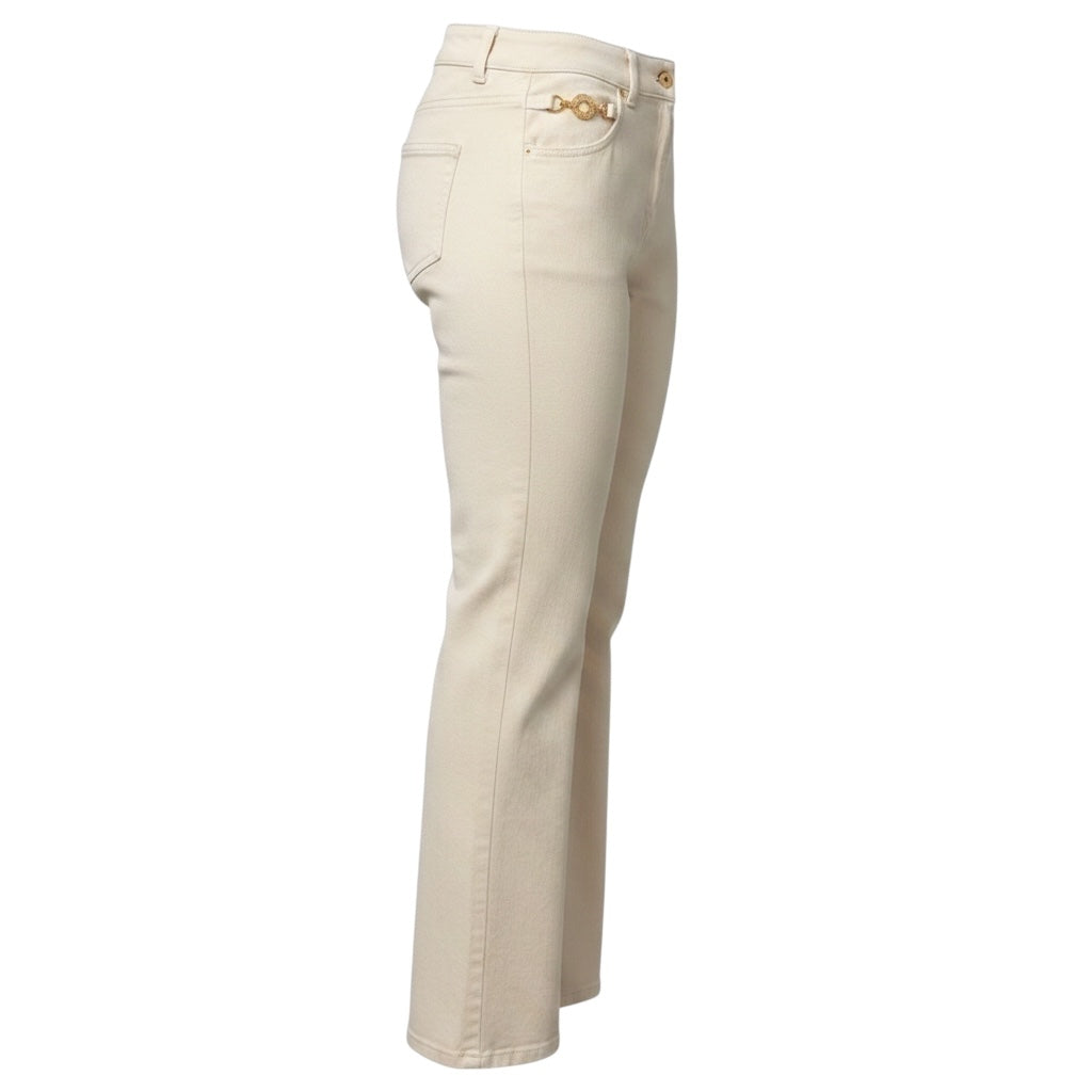 Patou Ivory Regenerated Cotton Denim Flare Jeans