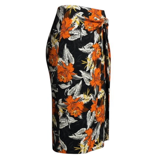 Proenza Schouler Black / Orange Multi Floral Printed Skirt