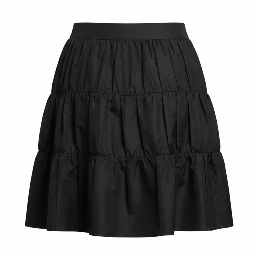 Prada Black Pleated Tiered Nylon Mini Skirt