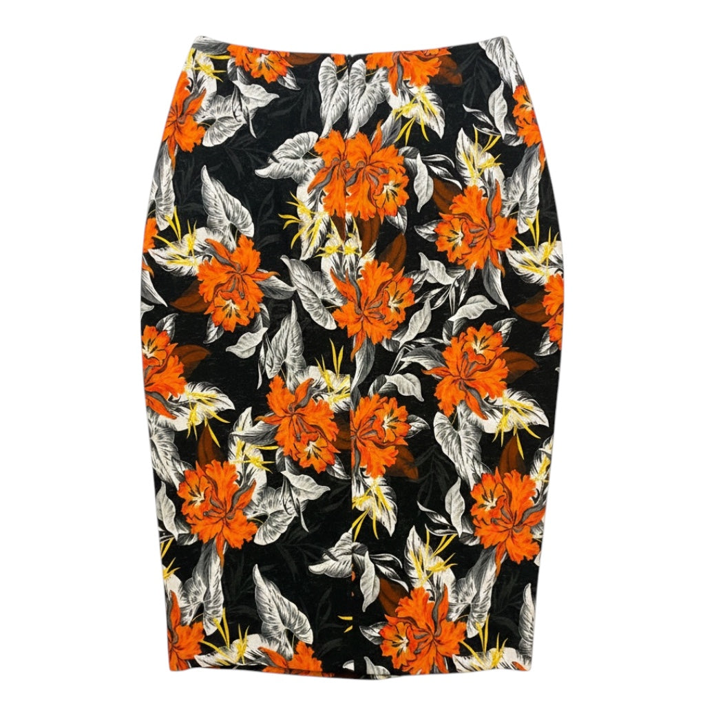Proenza Schouler Black / Orange Multi Floral Printed Skirt