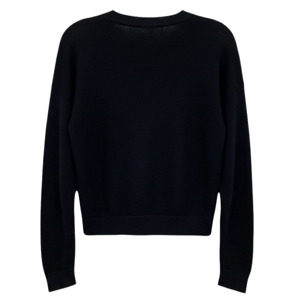 Peserico Black Long Sleeved Crewneck Knit Pullover Sweater with Monili